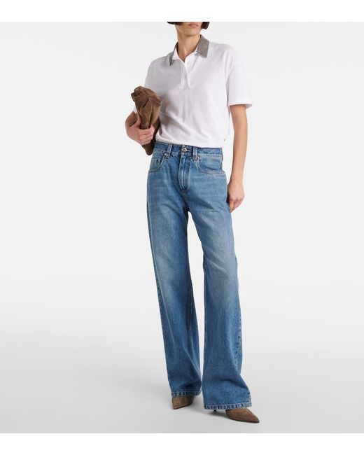 Brunello Cucinelli Blue Mid-Rise Wide-Leg Jeans