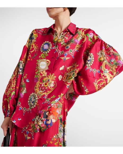 Camilla Red Printed Silk Shirt