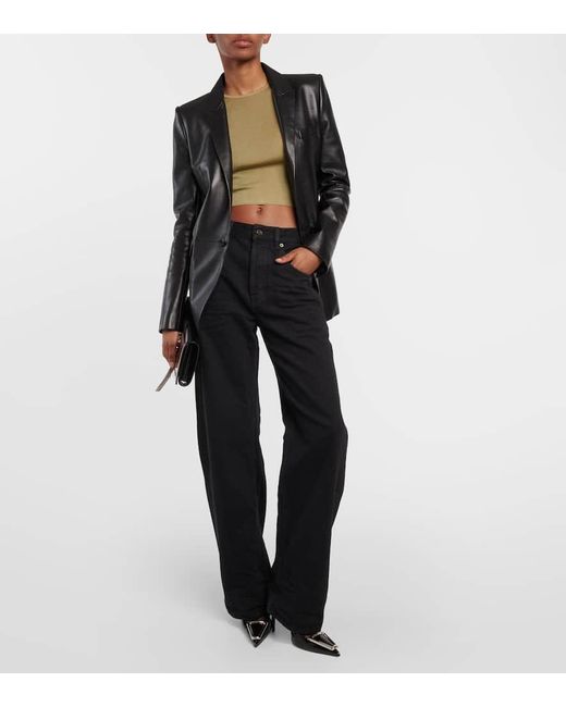 Jeans anchos de tiro alto Saint Laurent de color Black
