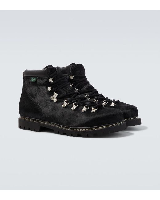 Junya Watanabe Black Paraboot Calf Hair Lace-Up Boots for men