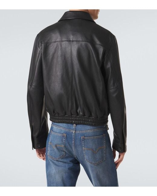 Versace Black Leather Blouson Jacket for men