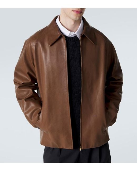 The Row Brown Mount Leather Jacket for men