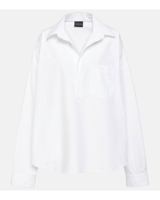 Balenciaga White Oversized Cotton Poplin Shirt