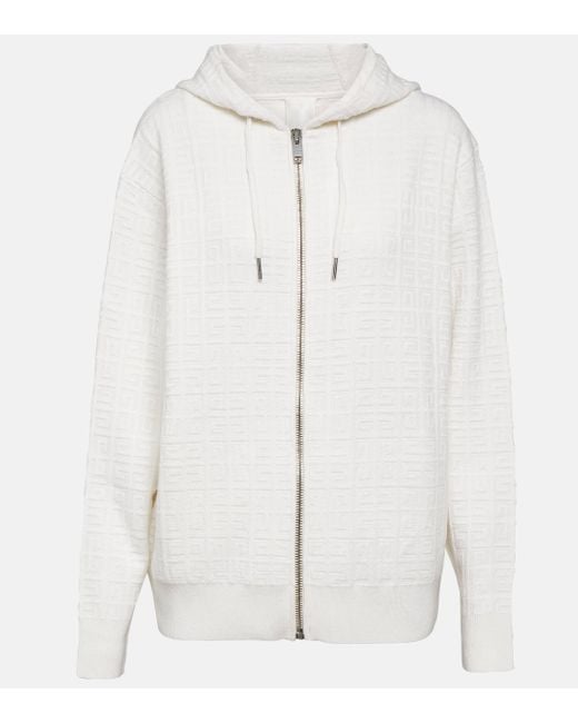Givenchy White 4g Jacquard Cashmere Hoodie