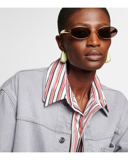 Bottega Veneta Brown Sardine Oval Sunglasses