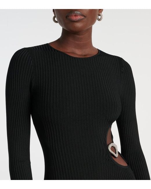 David Koma Black Embellished Cutout Minidress