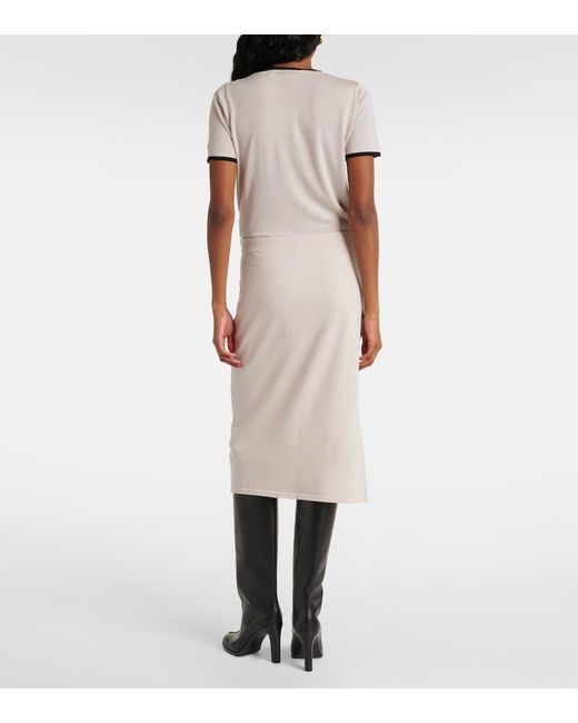 Max Mara White Alice Wool-Blend Midi Skirt