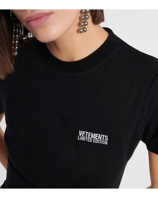 T-shirt in jersey di misto cotone di Vetements in Black