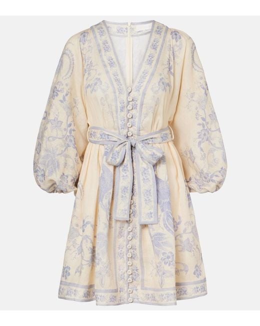 Zimmermann Natural Indra Floral Linen Minidress