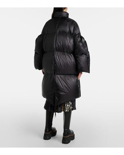 Sacai Black Down Snap-Front Coat