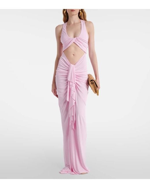 Christopher Esber Pink Vivenda Draped Jersey Maxi Dress
