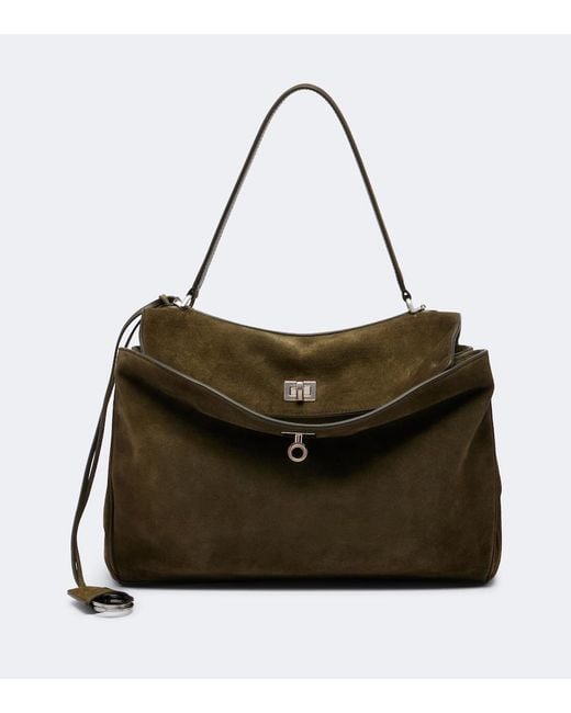 Balenciaga Black Rodeo Medium Suede Shoulder Bag