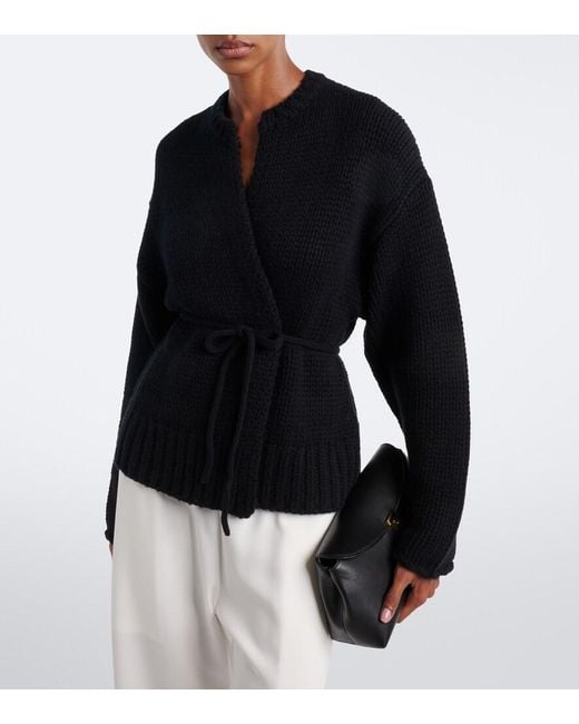 Extreme Cashmere Black N°384 Ginza Cashmere Wrap Cardigan
