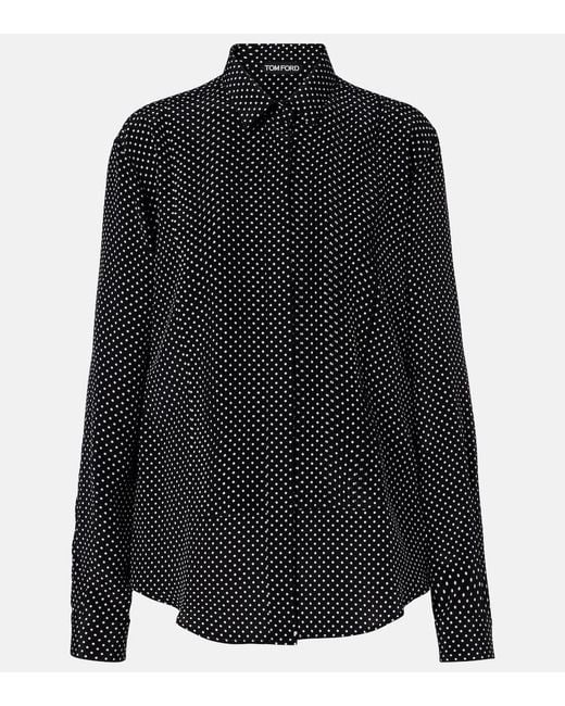 Tom Ford Black Polka-Dot Silk Shirt