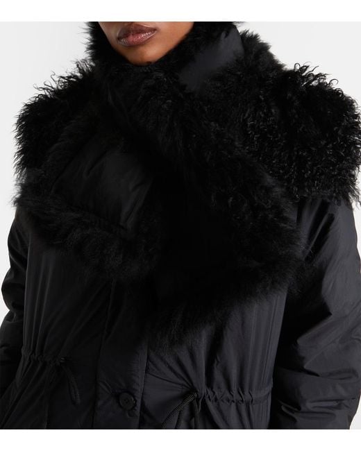 Yves Salomon Black Reversible Shearling Down Scarf