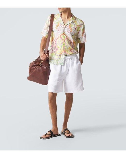 Orlebar Brown Multicolor Maitan Printed Linen Bowling Shirt for men
