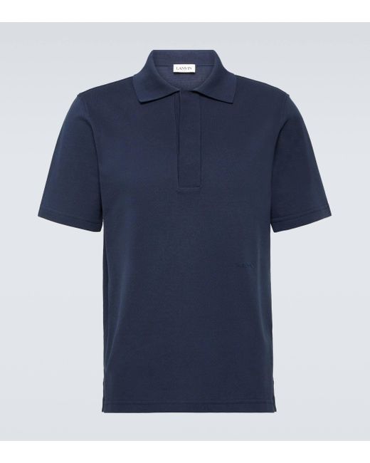 Lanvin Blue Oversized Cotton Jersey Polo Shirt for men