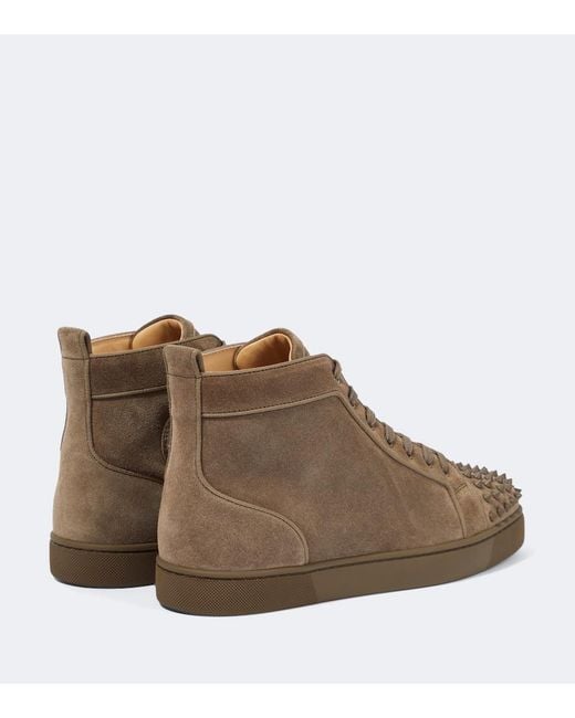 Christian Louboutin Brown Louis Grosgrain-trimmed Spiked Suede High-top Sneakers for men