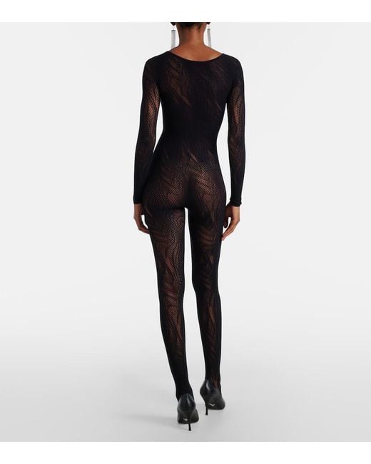 Wolford Black Sheer Mesh Catsuit