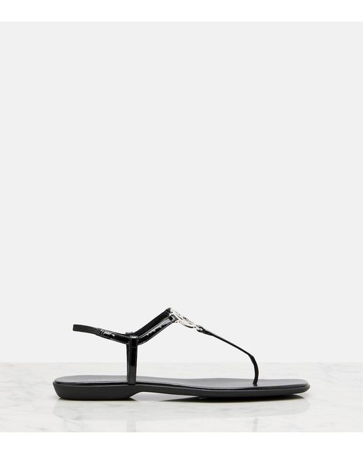 Gucci White Interlocking G Leather Thong Sandals