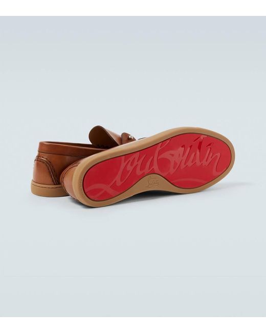 Christian Louboutin Brown Chambeliboat Leather Boat Shoes for men