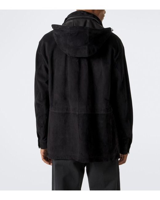 Tom Ford Black Hooded Suede Field Jacket for men