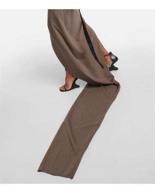 Rick Owens Natural Drkshdw Gathered Cotton Maxi Skirt