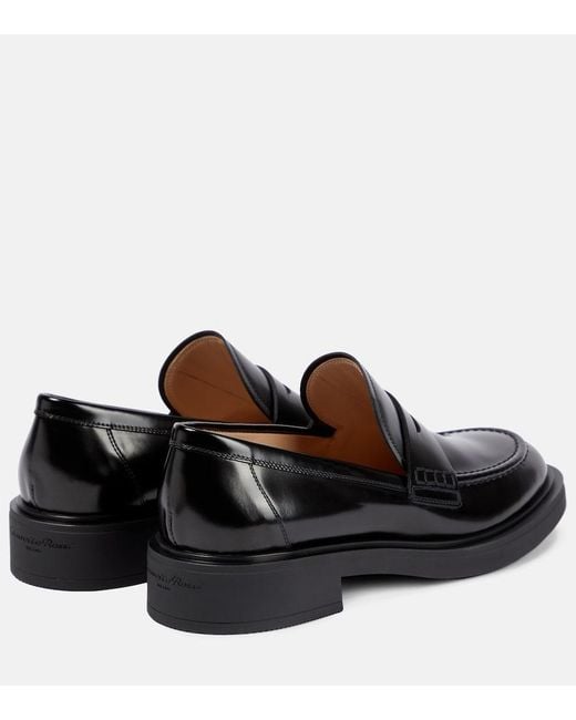 Gianvito Rossi Black Harris Leather Loafers