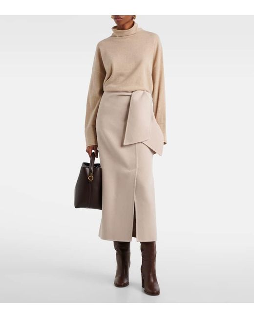 Max Mara Natural Zuppa Wool And Cashmere Wrap Skirt