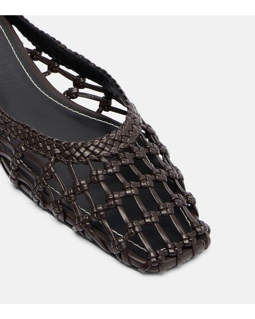 Staud Black Otto Woven Leather Mules