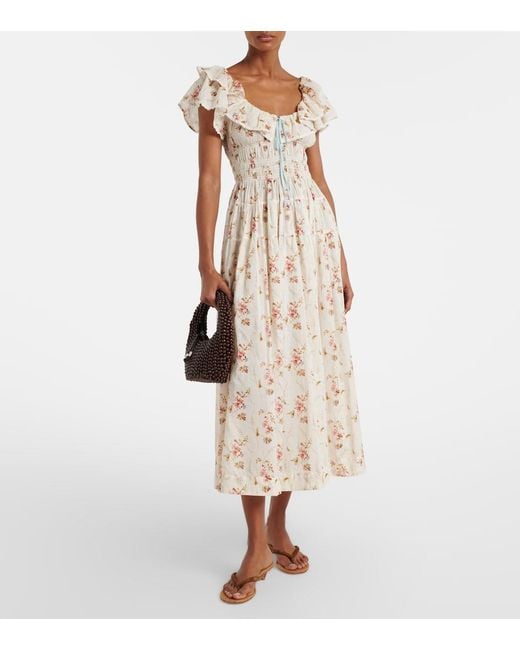 Doen Natural Midikleid Illiana Aus Baumwolle