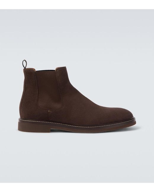 Brunello Cucinelli Brown Suede Chelsea Boots for men