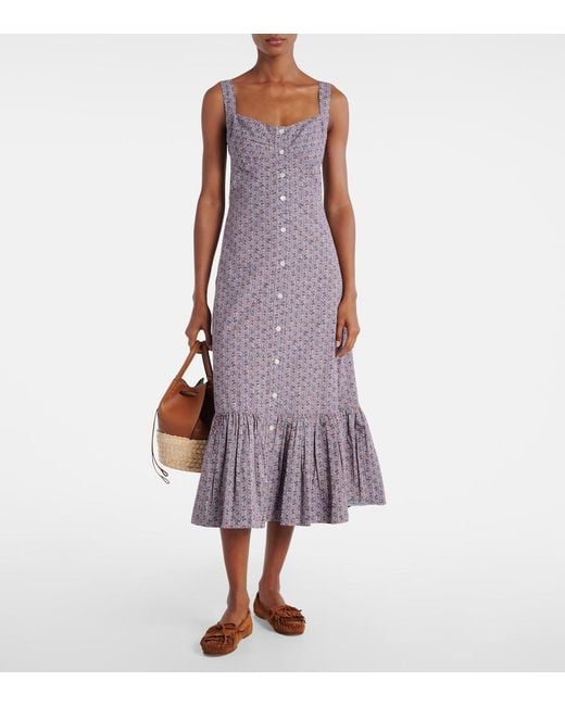 Polo Ralph Lauren Purple Floral Cotton Midi Dress