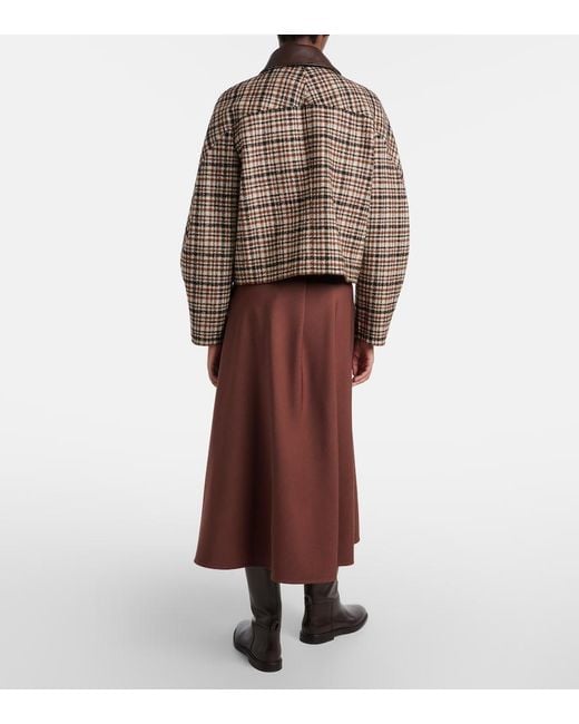Brunello Cucinelli Brown Wool-Blend Midi Skirt