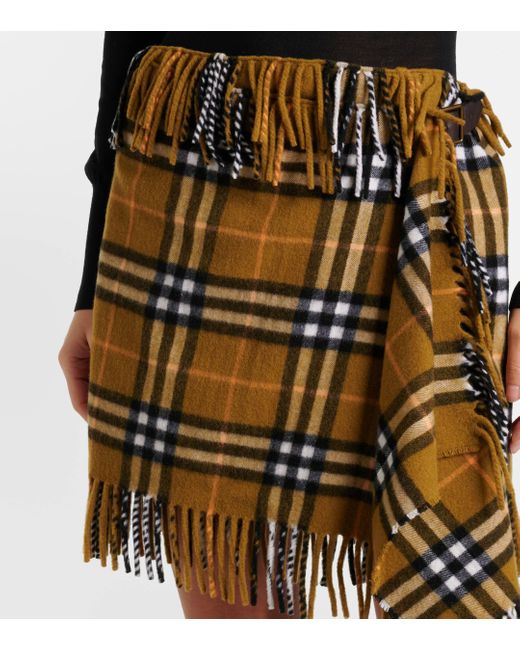 Burberry Metallic Check Wool And Cashmere Miniskirt