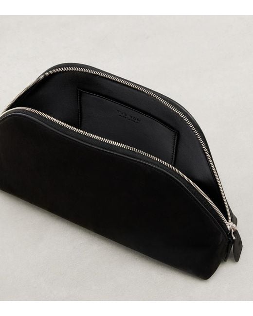 The Row Black Devon Suede Clutch