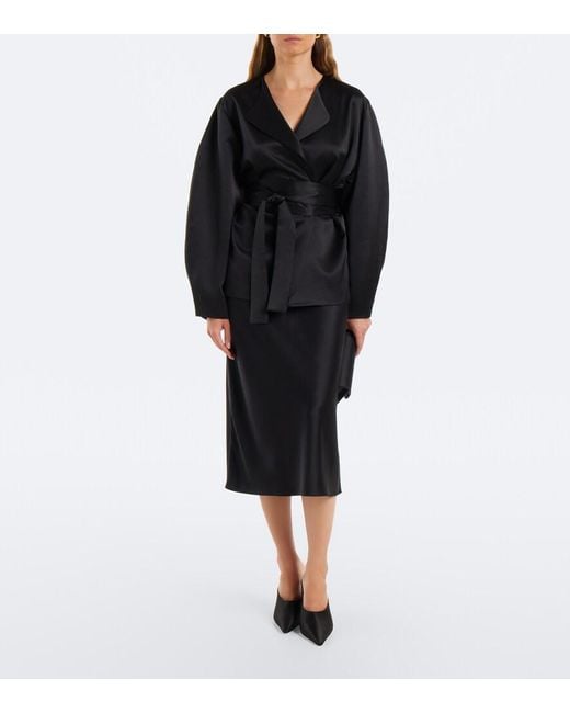 The Sei Black Belted Silk Blouson Jacket