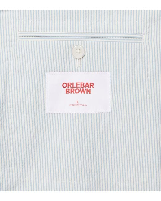 Orlebar Brown White Garret Cotton-Blend Seersucker Blazer for men