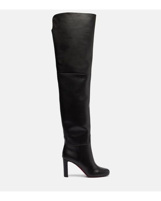 Christian Louboutin Black Loo 85 Leather Over-The-Knee Boots