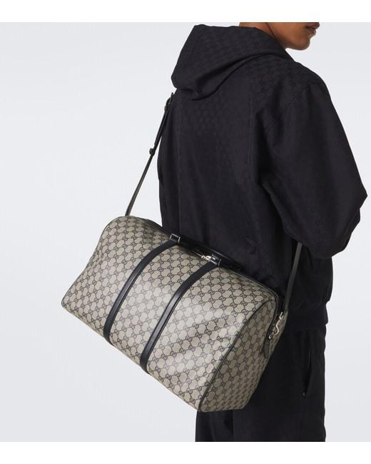 Gucci Gray Essence Medium Gg Canvas Duffle Bag for men