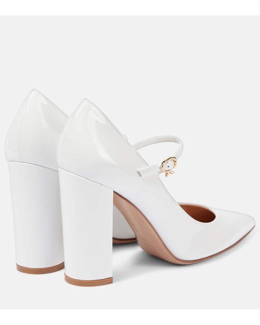 Gianvito Rossi 100 Patent Leather Mary Jane Pumps in White | Lyst