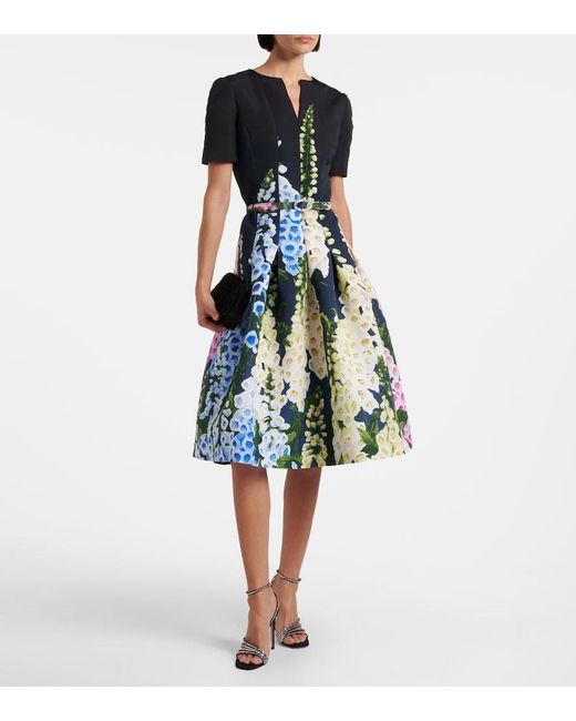 Oscar de la Renta Blue Floral Midi Dress