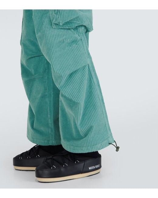 Alanui Green Velvet Corduroy Cargo Pants for men