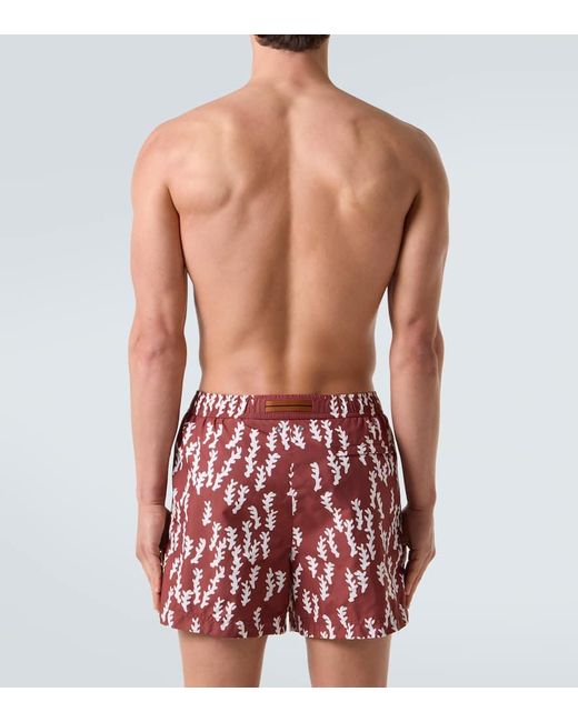 Zegna Red Printed Swim Trunks for men