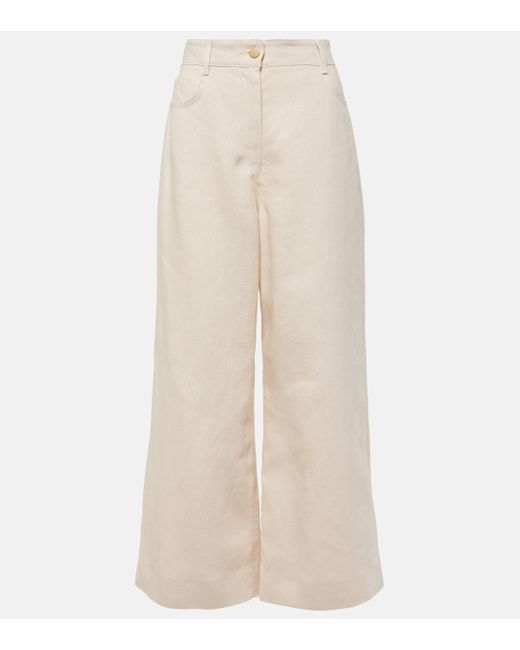Pantalon ample Lapo en lin Max Mara en coloris Natural