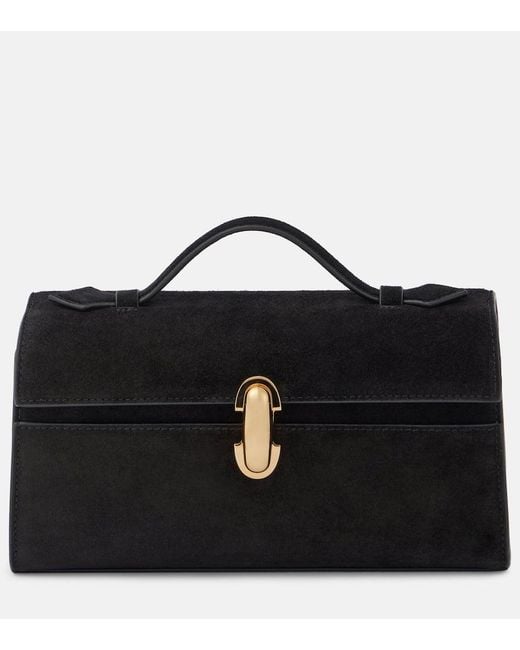 SAVETTE Black Tote Bag Symmetry Aus Veloursleder