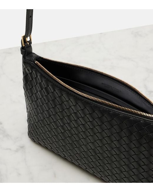 Bottega Veneta Black Piccolo Intrecciato Medium Leather Pouch