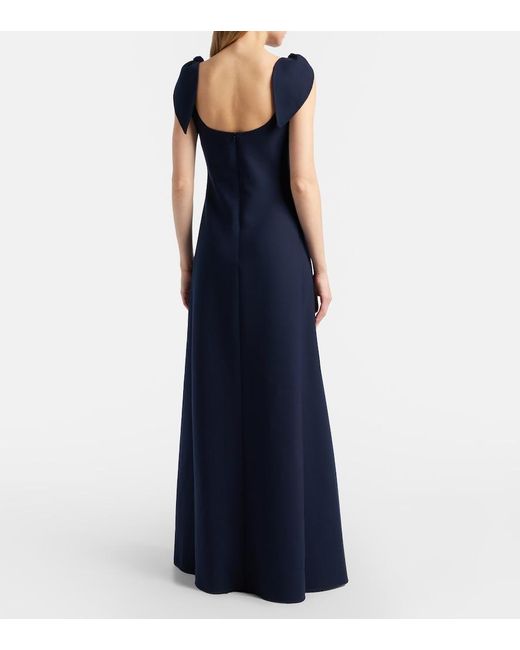 Oscar de la Renta Blue Wool-Blend Gown
