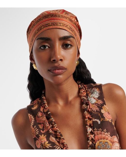 Zimmermann Orange Paisley Silk Scarf