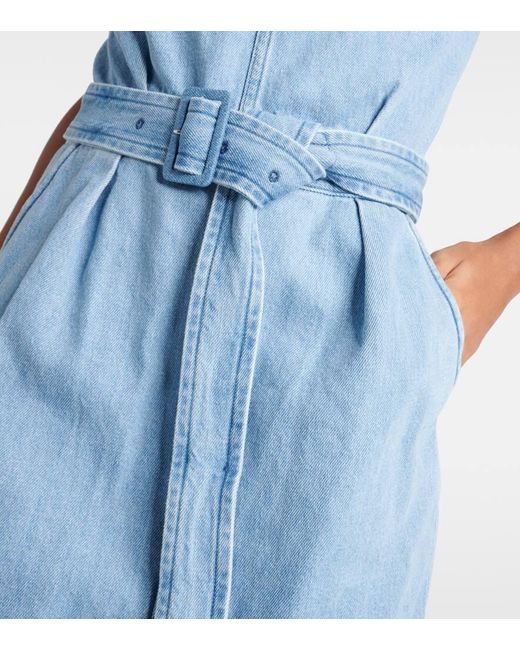 Dries Van Noten Blue Maxikleid Aus Denim